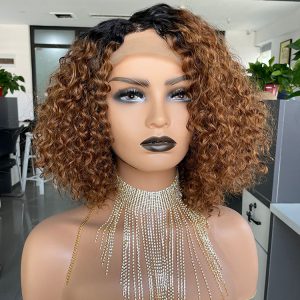 Exclusive Ombre Curly Bobo1b30 Human Hair Lace Wig for Cross-border E-commerce