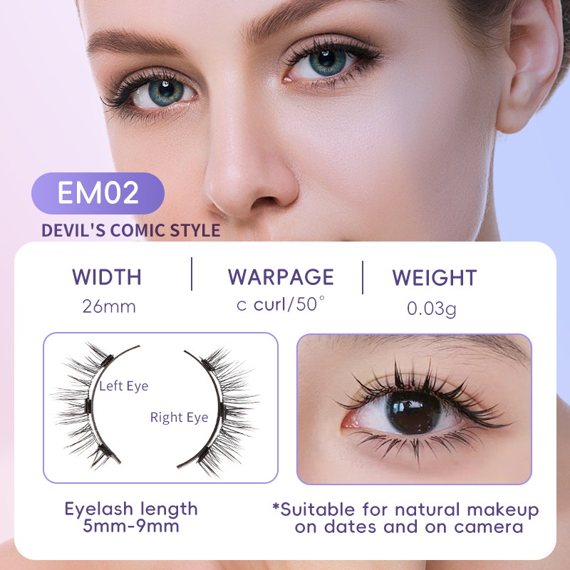 Magnetic Suction Natural Eyelashes - One Pair of Super Soft Mink Hair for Daily Wear, Easy to Apply - Image 3