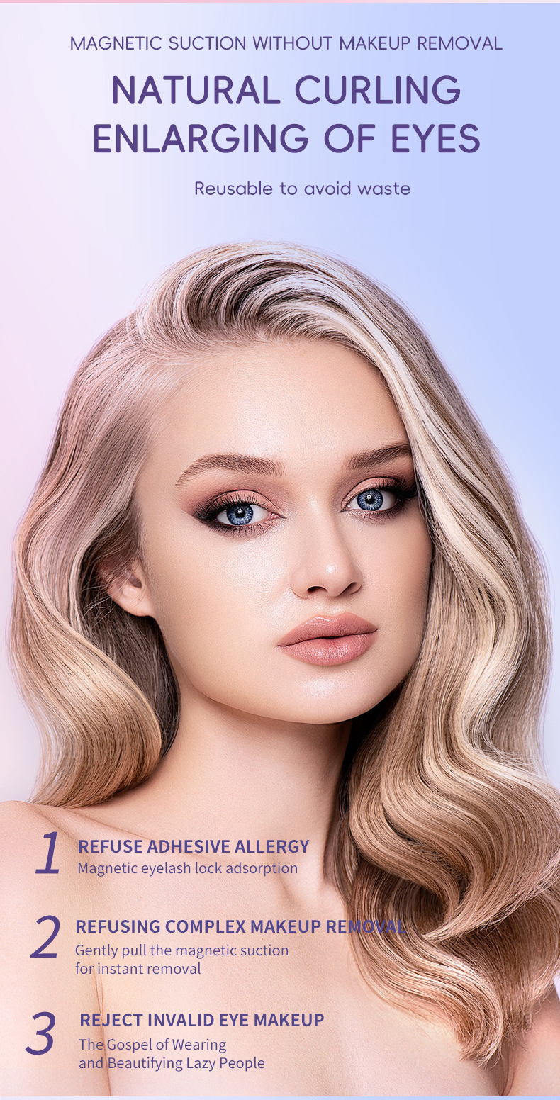 Magnetic Suction Natural Eyelashes - One Pair of Super Soft Mink Hair for Daily Wear, Easy to Apply - Image 15
