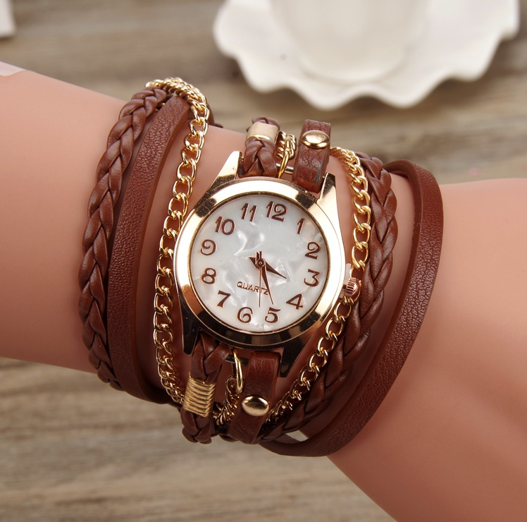 Stylish PU Leather Winding Bracelet Watch - Unique Rope Table Design - Image 10