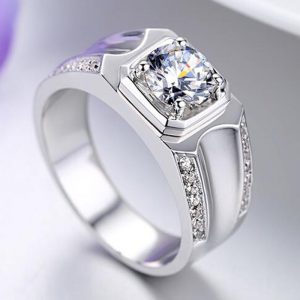Couple's Diamond Ring in Sterling Silver with Elegant Gold Plating