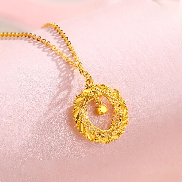 Stylish Gold Circle Net Design Necklace for Women - Elegant Jewelry - Image 4