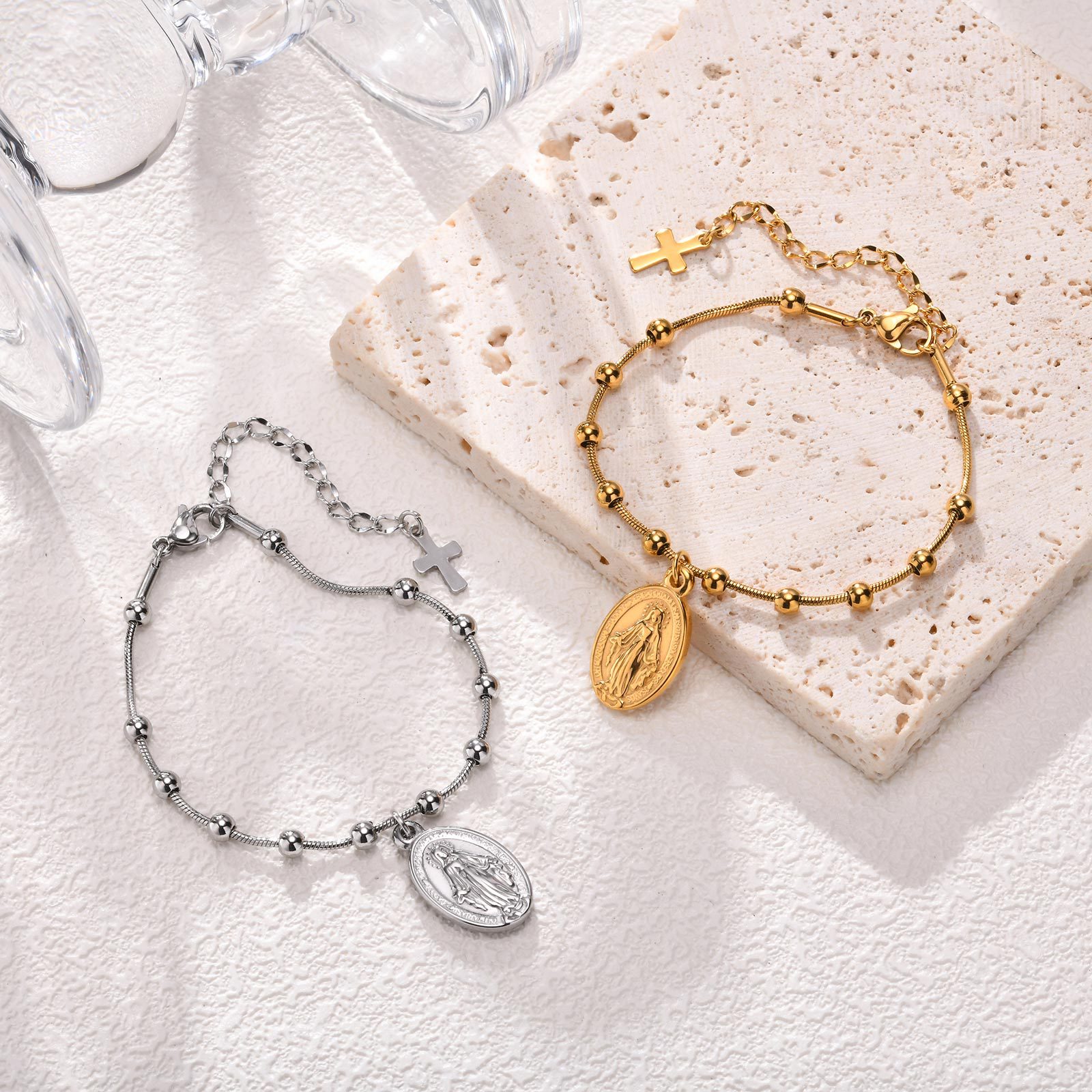 Stylish Cross Oval Stainless Steel Bracelet - Durable & Elegant Design - Image 4