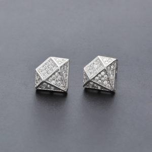 Stylish Hip Hop Copper Micro Inlaid Zircon Square Stud Earrings