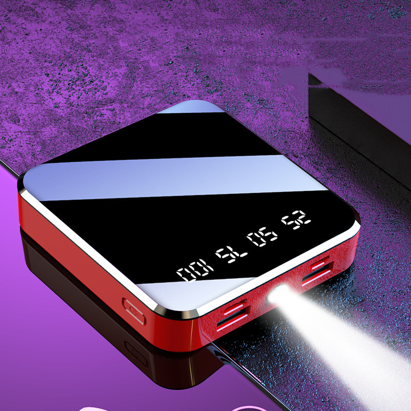 Mini Compact Full Mirror Power Bank - Stylish and Portable Charging Solution