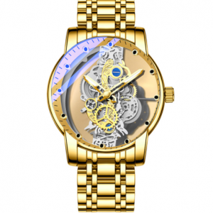 Luxury Gold Skeleton Automatic Quartz Watch for Men - Top Brand Vintage Style