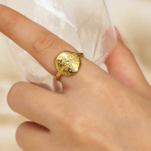 Elegant Stainless Steel Ring with 18K Gold Plating - Adjustable Design