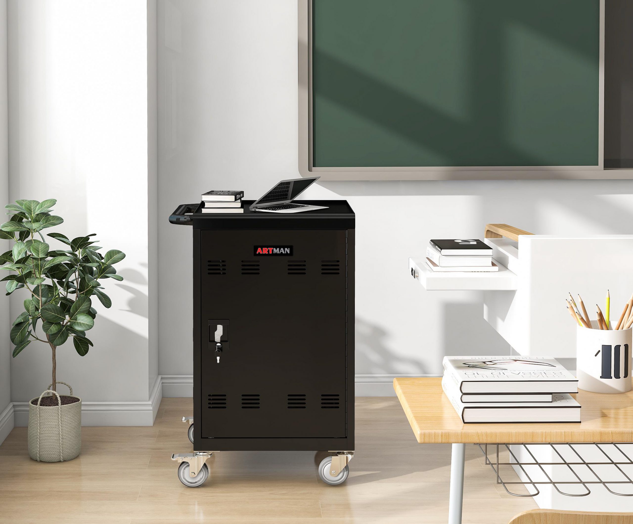Mobile Charging Cart and Cabinet for Tablets and Laptops - Holds 32 Devices - Image 7