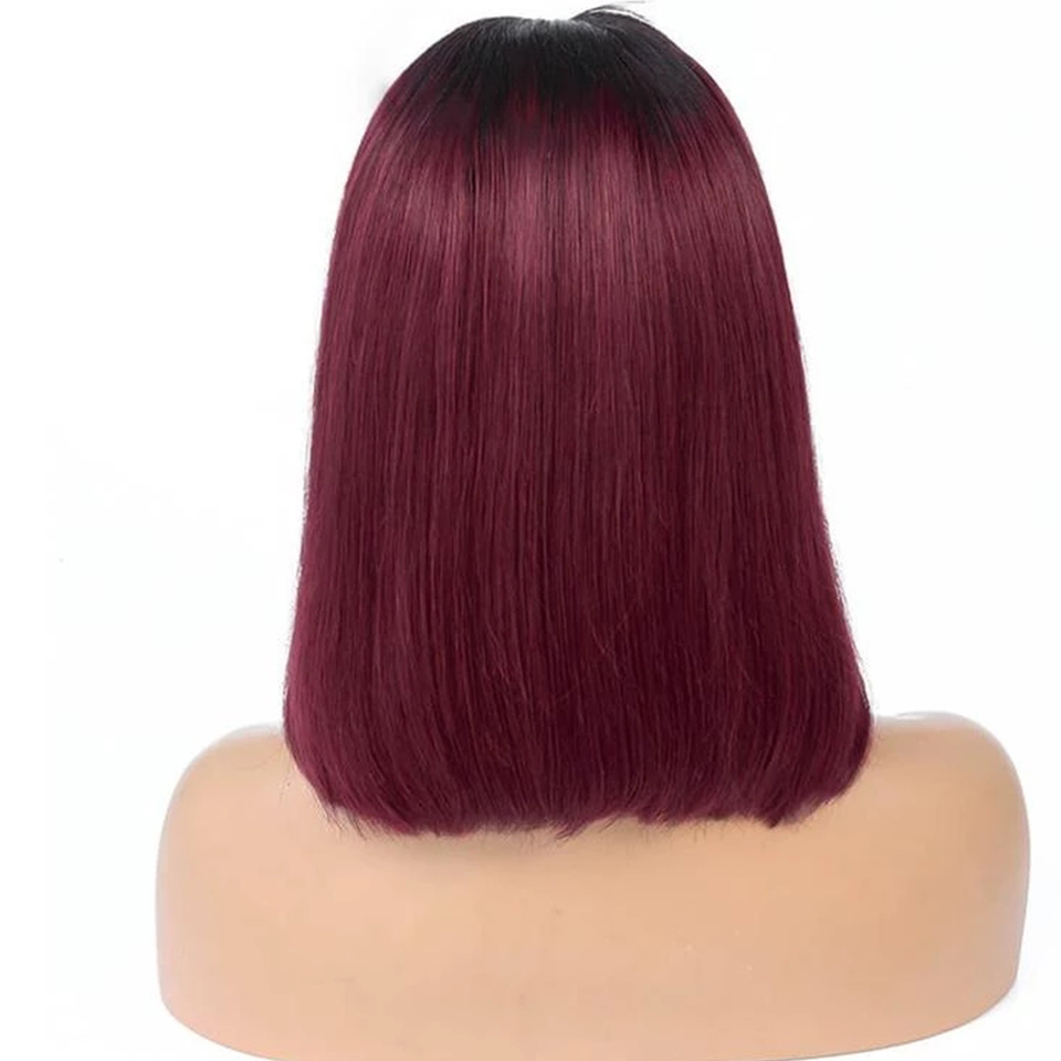 Short Straight 1B-99J Bob Human Hair Wig - Vibrant Colored Style - Image 5