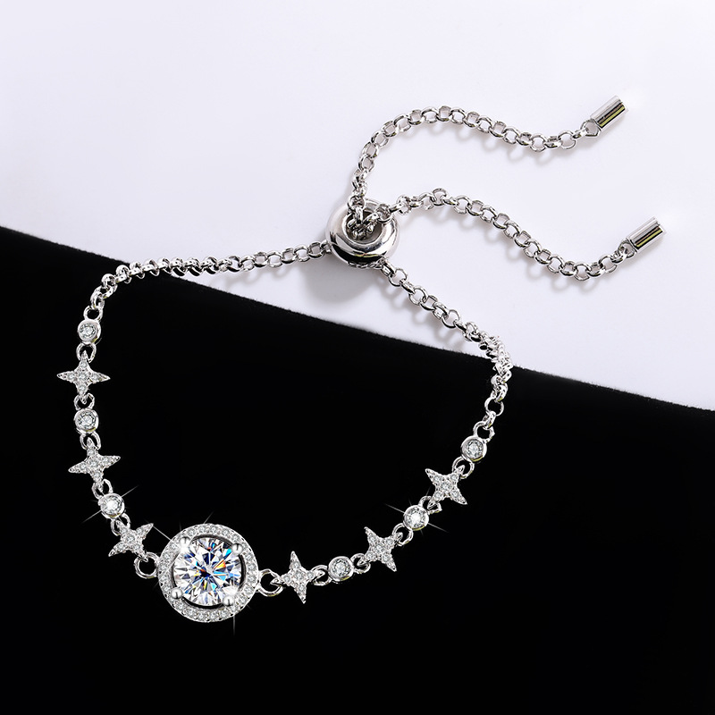 S925 Sterling Silver Starry Sky Diamond Bracelet - Simple Round Bag Design - Image 11