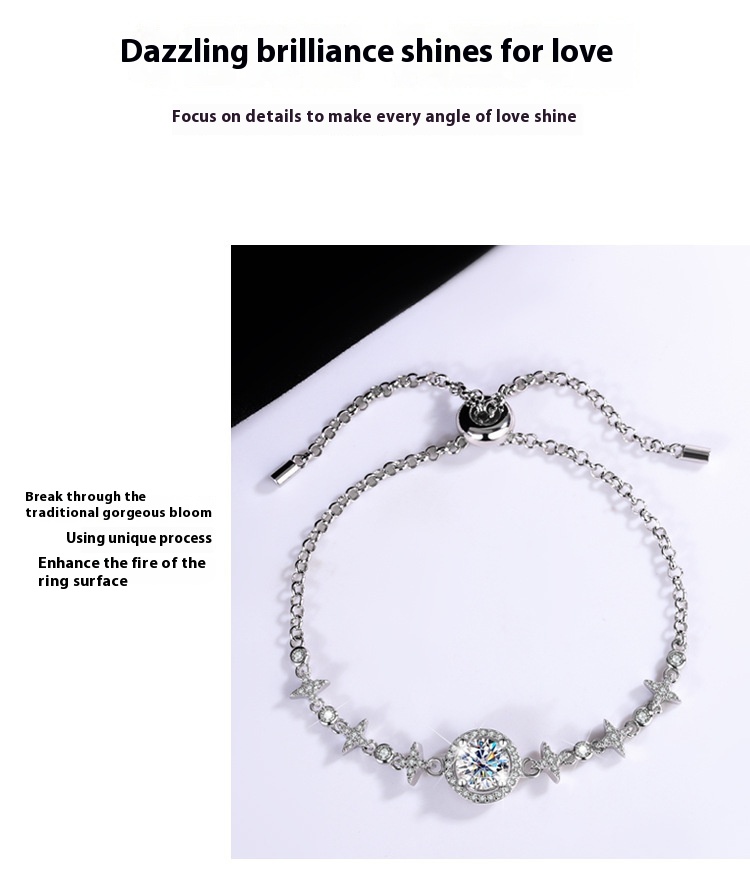 S925 Sterling Silver Starry Sky Diamond Bracelet - Simple Round Bag Design - Image 12