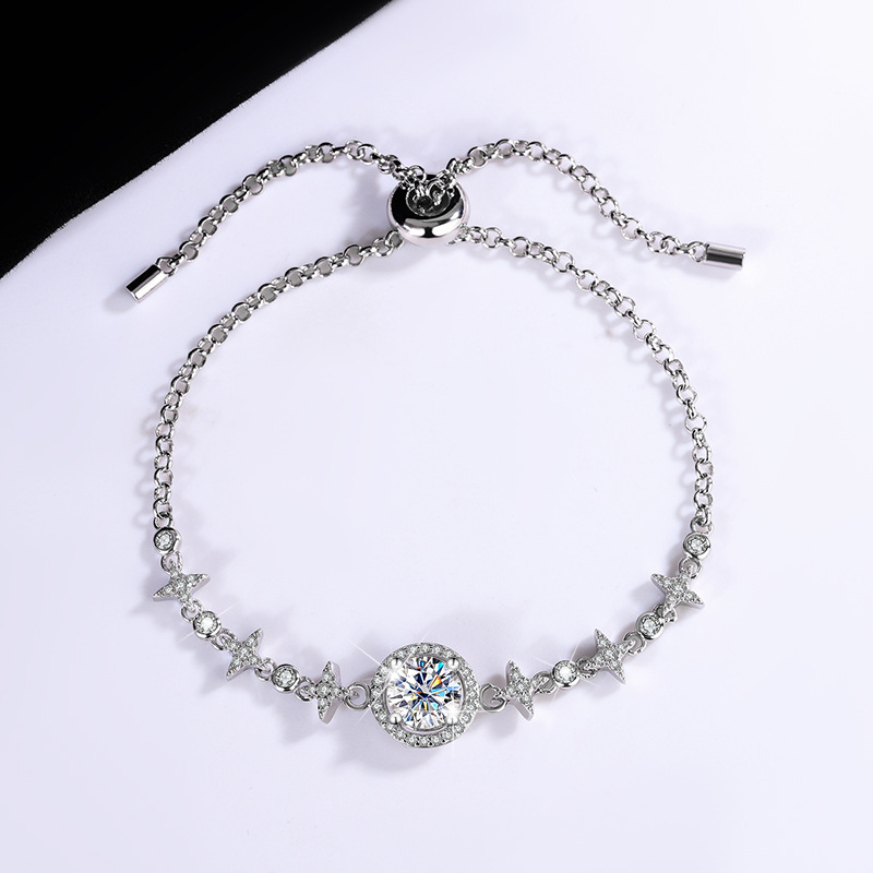 S925 Sterling Silver Starry Sky Diamond Bracelet - Simple Round Bag Design - Image 18