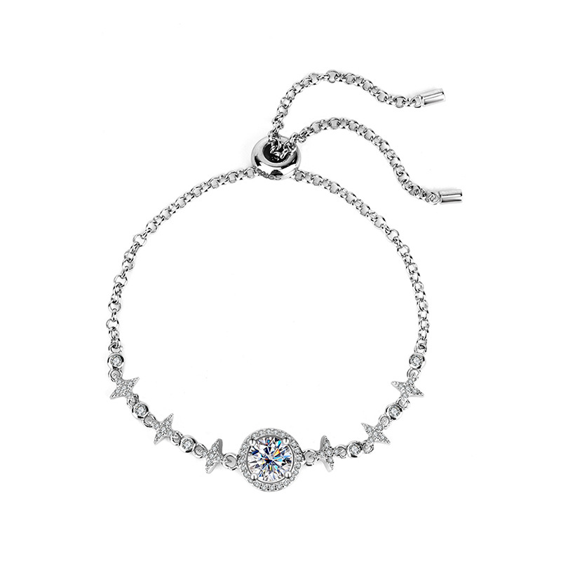S925 Sterling Silver Starry Sky Diamond Bracelet - Simple Round Bag Design - Image 19
