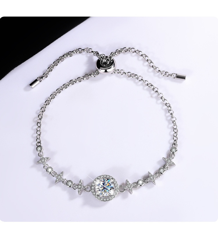 S925 Sterling Silver Starry Sky Diamond Bracelet - Simple Round Bag Design - Image 21