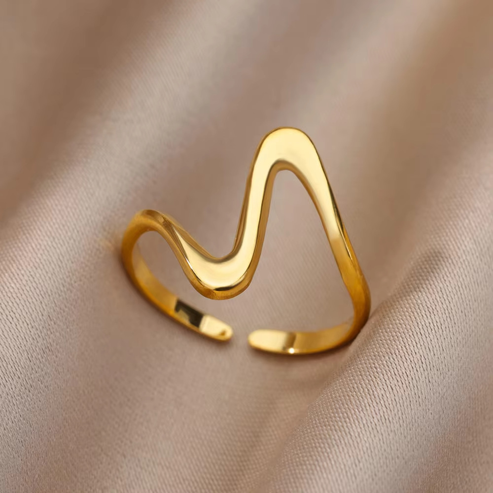 Serpentine Irregular Curve Geometric Ring - Unique Fashion Statement Piece - Image 3