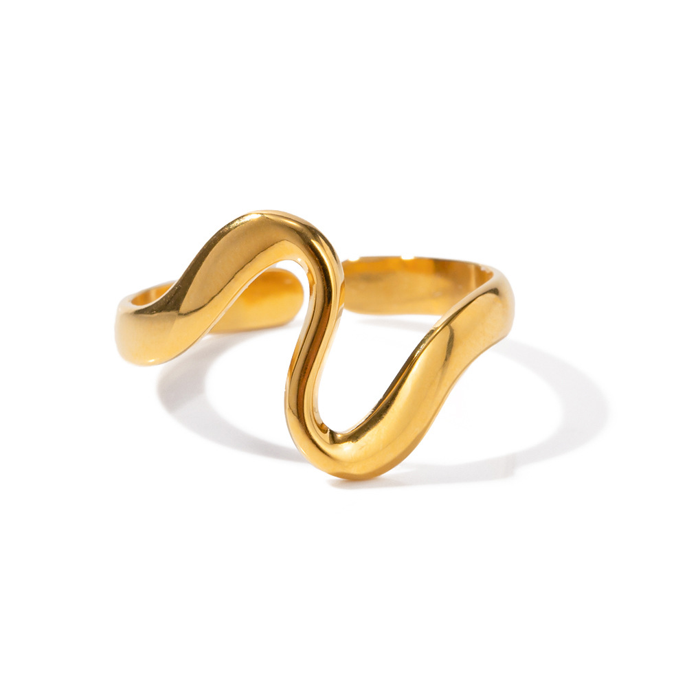 Serpentine Irregular Curve Geometric Ring - Unique Fashion Statement Piece - Image 7