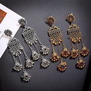Bohemian Ethnic Hollow Bell Long Earrings - Retro Nostalgic Style