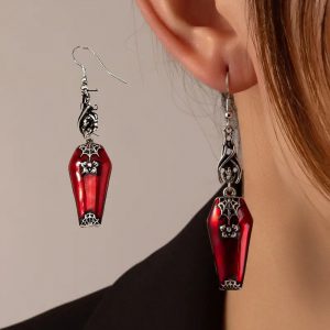 Ins Style Halloween Earrings: Red Bat & Spider Retro Jewelry for Spooky Vibes