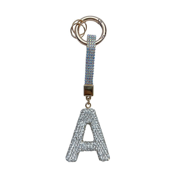 English Letter Keychain with Clay Diamond Round Buckle Pendant - Stylish & Unique - Image 20