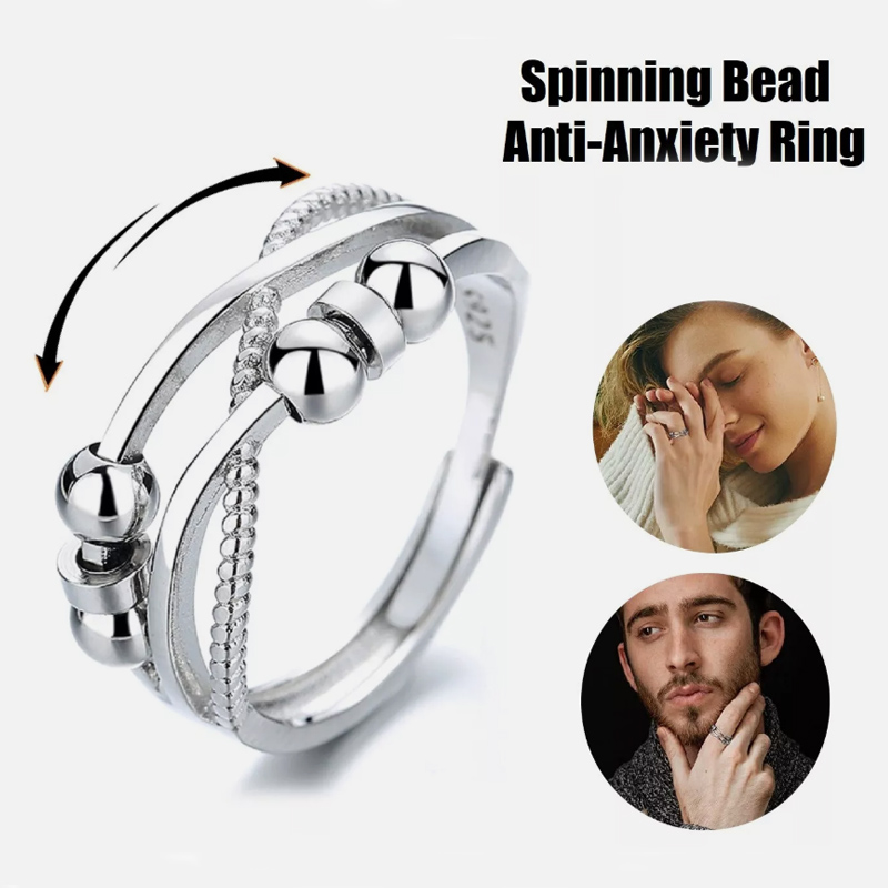 Fashionable Rotatable Open Design Double-Layered Hollow Line Anxiety Relief Rings for Women - Image 2