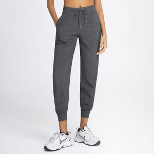 Stylish Drawstring Running Fitness Yoga Pants with Pockets in Solid Colors