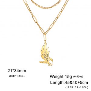 Stylish Crow Pendant Welding Chain Necklace for Men and Women in Stainless Steel