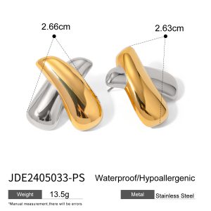 Stylish European and American Stainless Steel Contrast Earrings