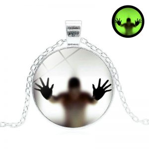 Round Luminous Necklace for Halloween - Vintage Clavicle Pendant & Sweater Chain Fashion Jewelry Accessories