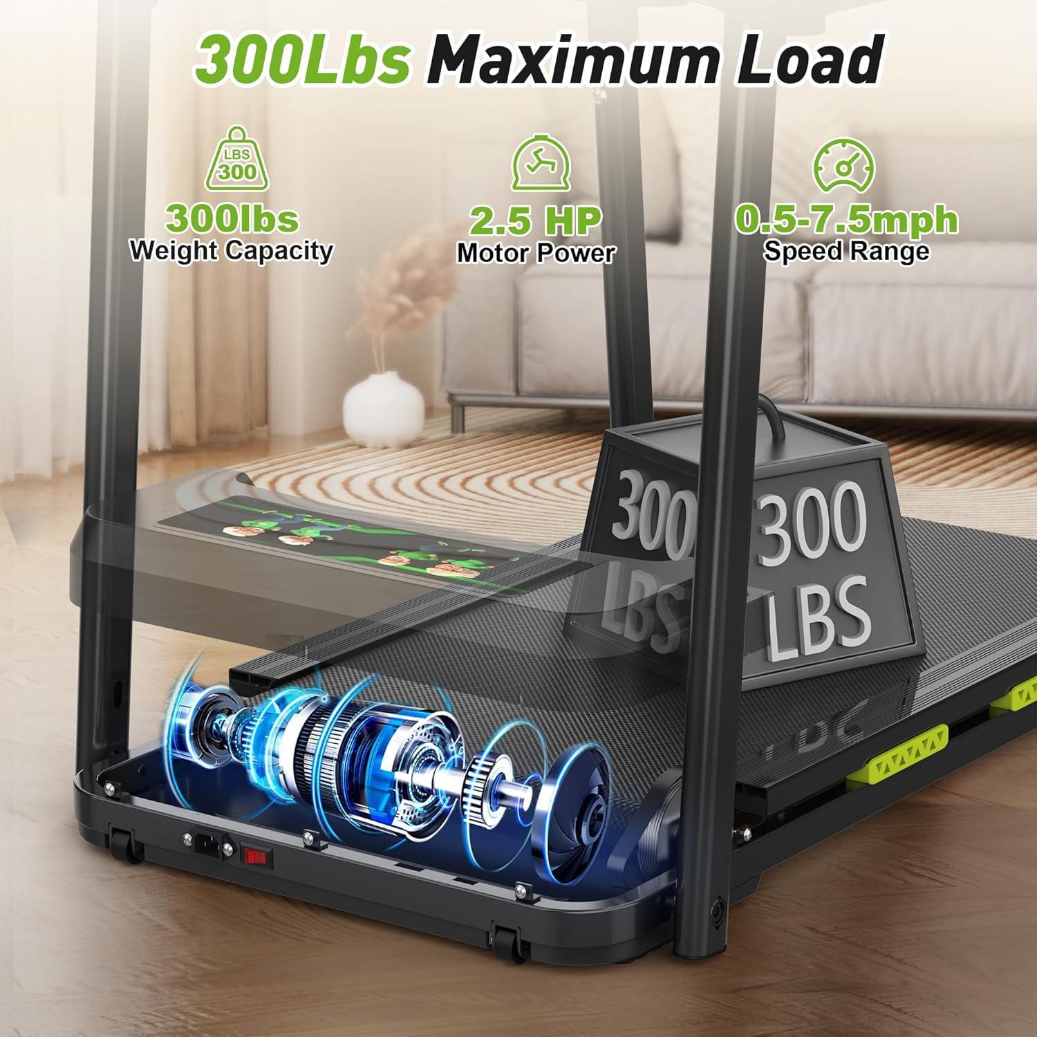 Elderly Rehabilitation Treadmill with Shock Absorption, Extended Handrails, and Enlarged Running Platform - Supports 300 lbs, Safety Key, Easy-to-Move Wheels - Image 7