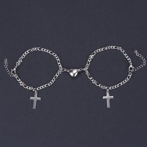 Heart-Shaped Lock Suction Couple Combination Bracelet - Perfect Gift for Love
