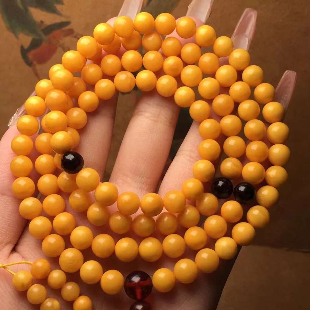 Natural Beeswax Old Honey Beads Bracelet - Handcrafted Elegance for Every Occasion