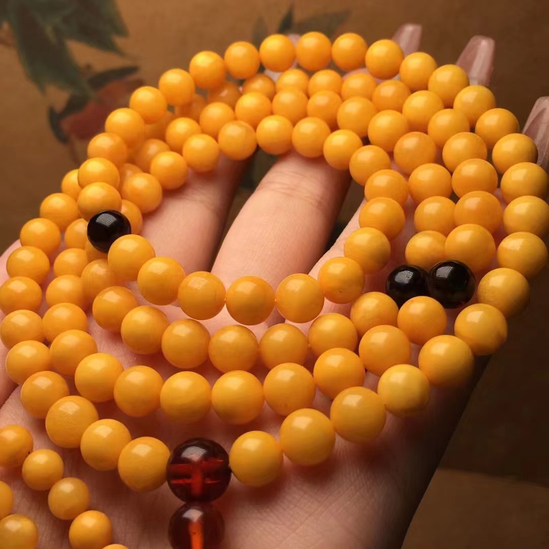 Natural Beeswax Old Honey Beads Bracelet - Handcrafted Elegance for Every Occasion - Image 6