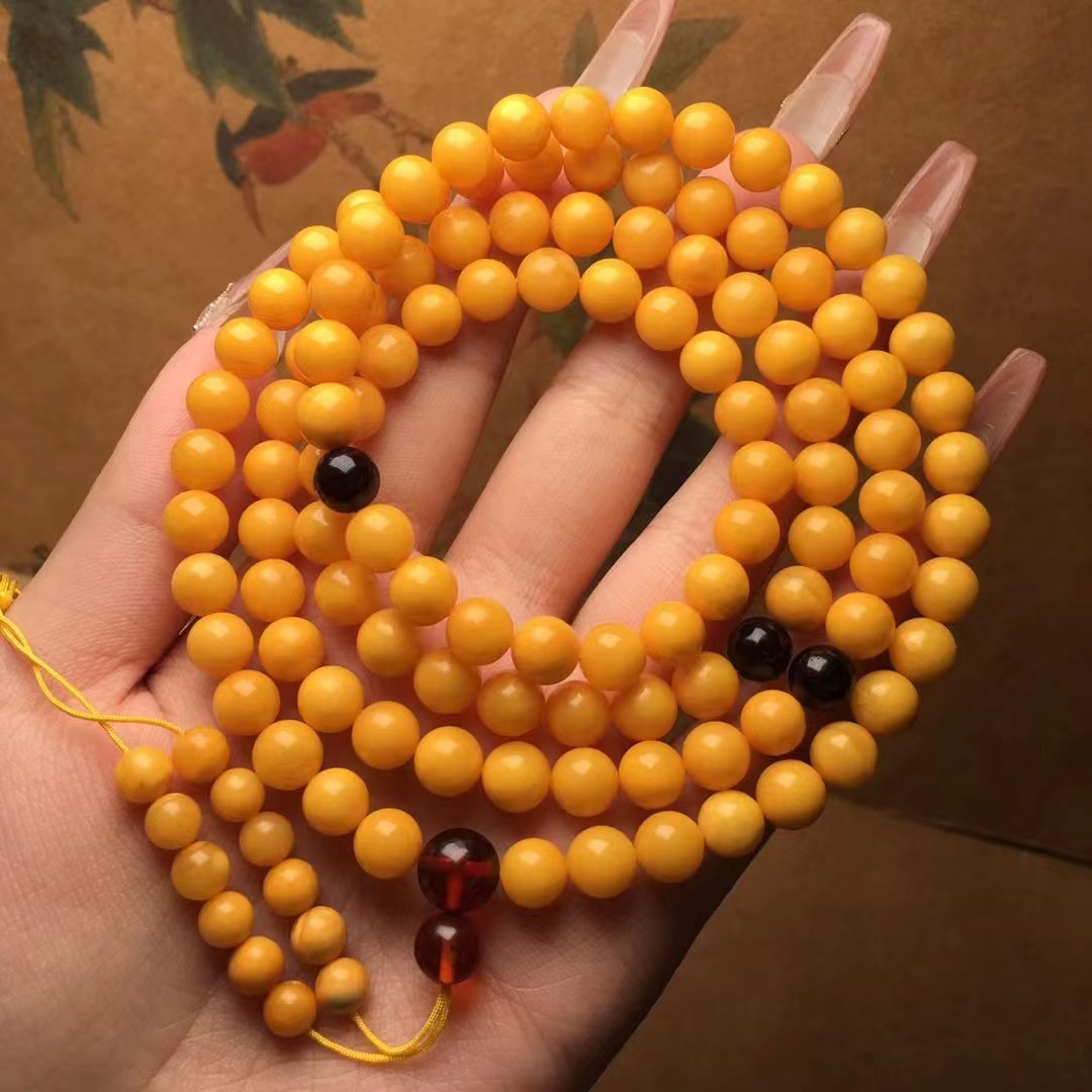Natural Beeswax Old Honey Beads Bracelet - Handcrafted Elegance for Every Occasion - Image 10