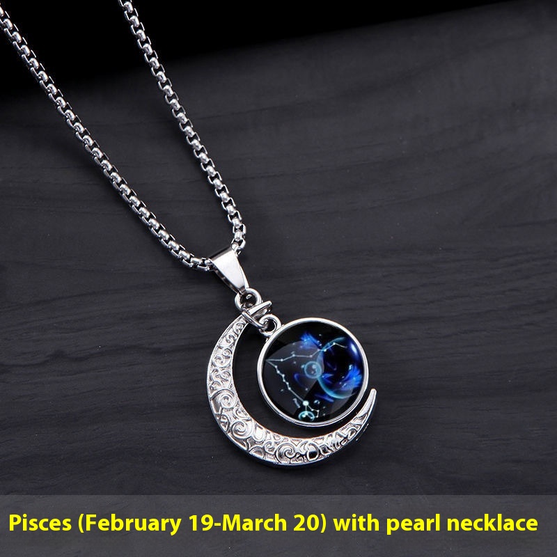 12 Constellation Moon Star Glowing Necklace - Luminous Stone Pendant Jewelry Gift for Women