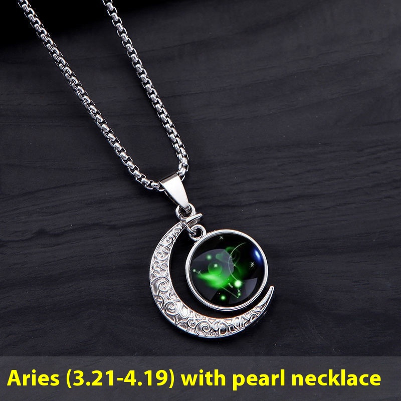 12 Constellation Moon Star Glowing Necklace - Luminous Stone Pendant Jewelry Gift for Women - Image 2