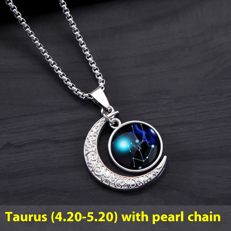 12 Constellation Moon Star Glowing Necklace - Luminous Stone Pendant Jewelry Gift for Women - Image 3