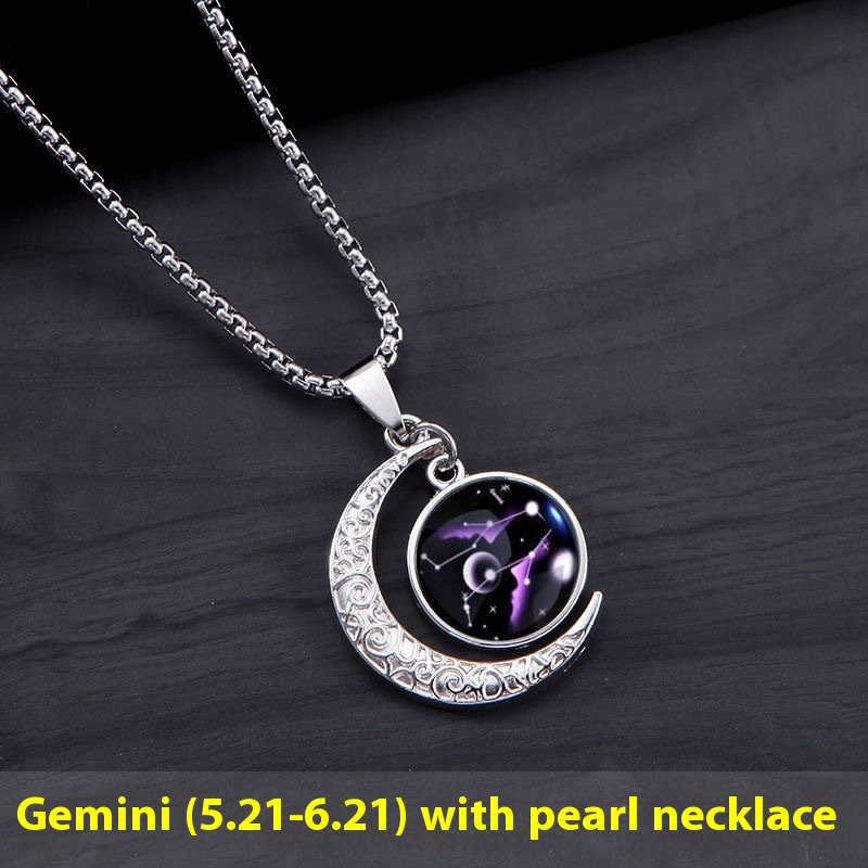 12 Constellation Moon Star Glowing Necklace - Luminous Stone Pendant Jewelry Gift for Women - Image 4