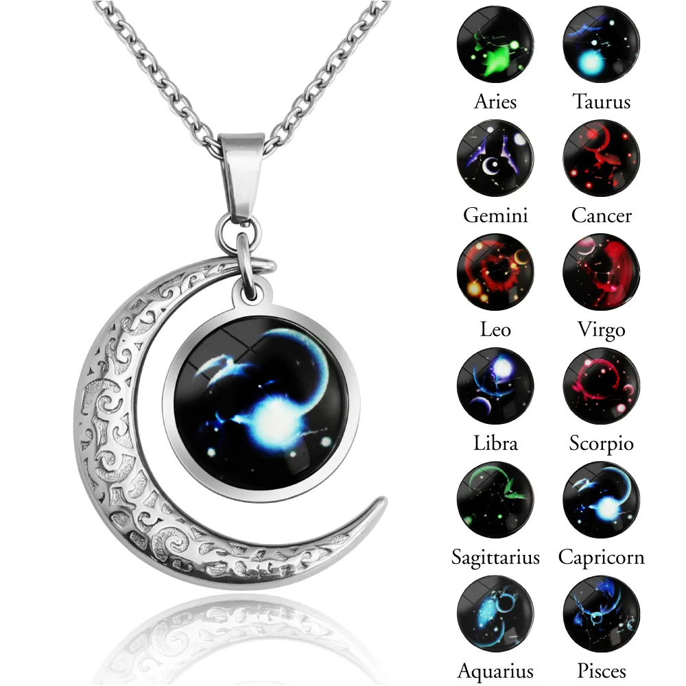 12 Constellation Moon Star Glowing Necklace - Luminous Stone Pendant Jewelry Gift for Women - Image 11