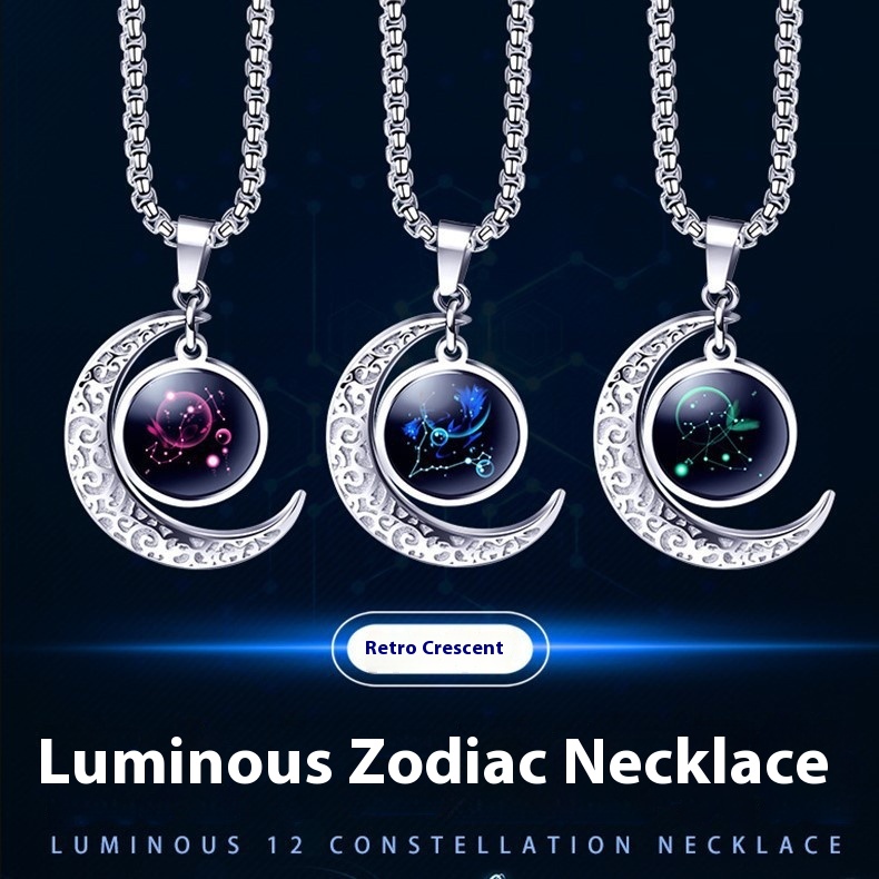 12 Constellation Moon Star Glowing Necklace - Luminous Stone Pendant Jewelry Gift for Women - Image 18
