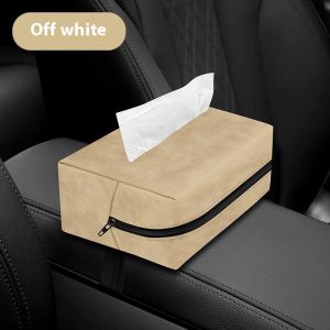 Suede Car Tissue Box - Multi-Function Hanging Tissue Bag for Vehicles