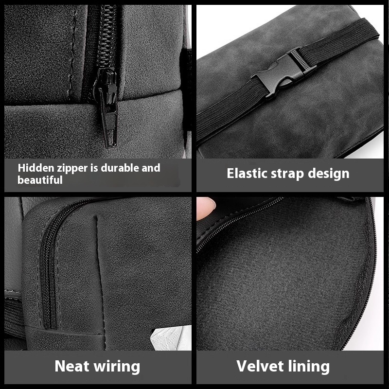Suede Car Tissue Box - Multi-Function Hanging Tissue Bag for Vehicles - Image 5