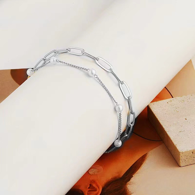Elegant Double-Layer Pearl Bracelet - Fashionable & Simple Design - Image 7