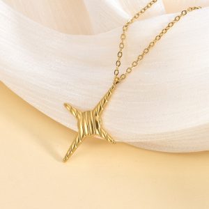 Sky Eight-Pointed Stars 3D Carved Double-Sided Pendant Necklace - Unique Jewelry