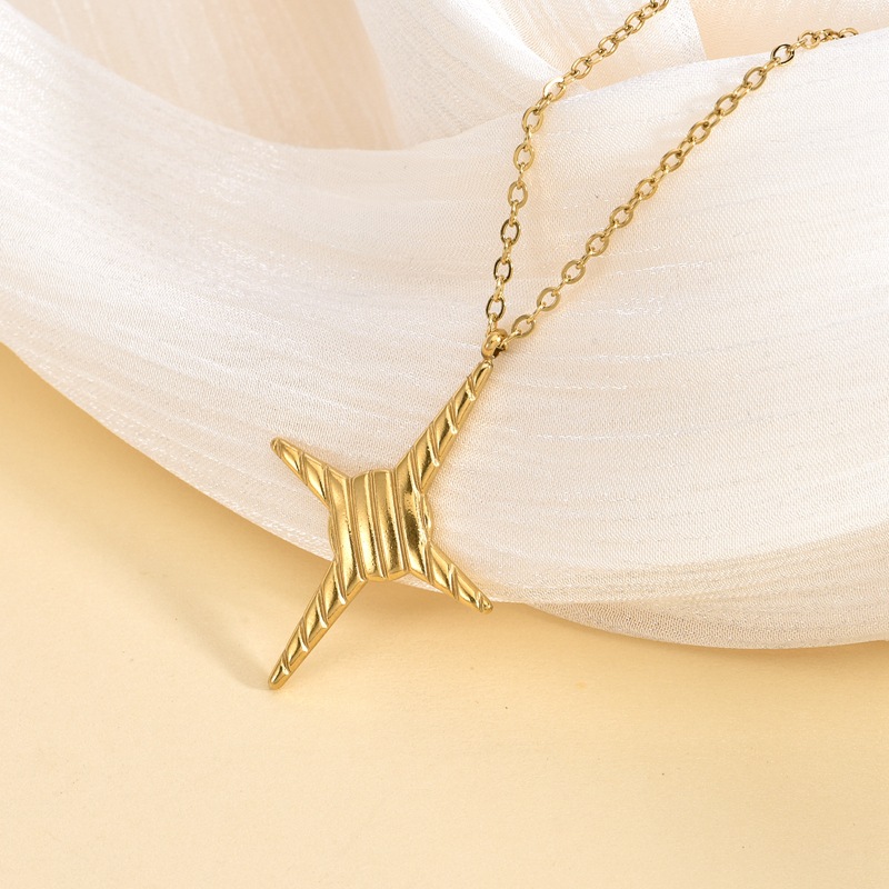 Sky Eight-Pointed Stars 3D Carved Double-Sided Pendant Necklace - Unique Jewelry