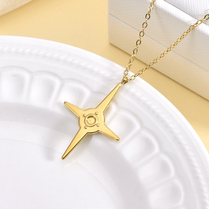 Sky Eight-Pointed Stars 3D Carved Double-Sided Pendant Necklace - Unique Jewelry - Image 2
