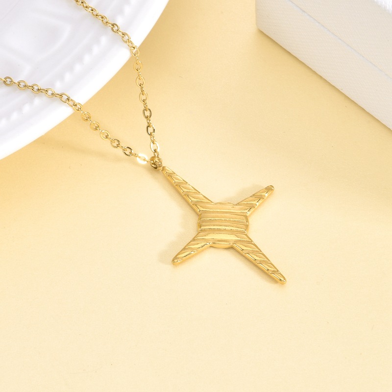 Sky Eight-Pointed Stars 3D Carved Double-Sided Pendant Necklace - Unique Jewelry - Image 3