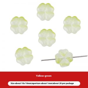 Vibrant Colorful Glass Four-leaf Flower Flat Beads Bracelet & Handmade Necklace Ornament