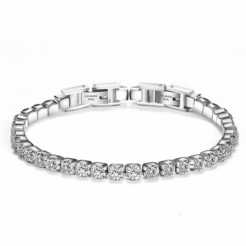 Adjustable Detachable Titanium Double Buckle Zircon Bracelet in Stainless Steel – Stylish and Durable Accessory