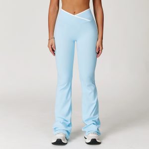 High Waist Women's Skinny Yoga Pants - Micro-pull Cross Design for Comfort