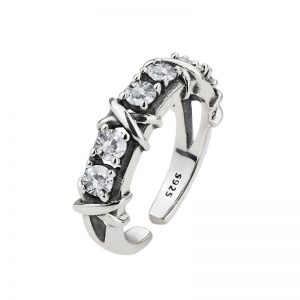 S925 Sterling Silver Hip Hop Vintage Distressed Statement Ring